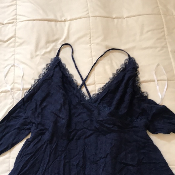 Lulu navy blue dress with lace - Picture 6 of 7